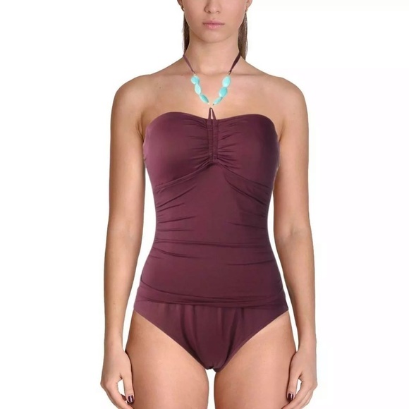 RALPH Lauren One Piece NWT Burgundy Swimsuit New - Picture 1 of 5
